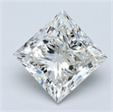 Natural Diamond 1.80 Carats, Princess with  Cut, I Color, VS1 Clarity and Certified by GIA