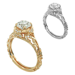 Picture of This delicate filigree vintage style engagement ring, 