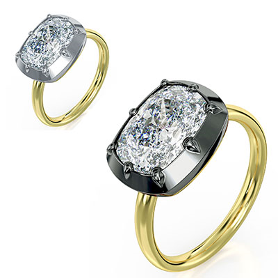 Button bottom engagement or cocktail ring