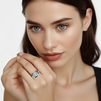 Button bottom engagement or cocktail ring