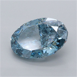 Picture of Lab Grown Diamond 1.57 Carats, Oval with  Cut, Fancy Vivid Blue Color, VVS1 Clarity and Certified by IGI