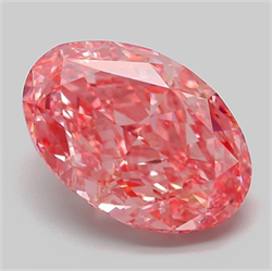 Picture of Lab Grown Diamond 6.51 Carats, Oval with  Cut, Fancy Vivid Pink Color, VVS2 Clarity and Certified by IGI
