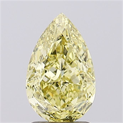 Picture of Lab Grown Diamond 2.10 Carats, Pear with  Cut, Fancy Intense Yellow Color, VS2 Clarity and Certified by IGI