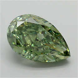 Picture of Lab Grown Diamond 5.26 Carats, Pear with  Cut, Fancy Vivid Green Color, VS1 Clarity and Certified by IGI