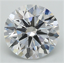 Lab Grown Diamond 3.16 Carats, Round with Excellent Cut, D Color, VVS2 Clarity and Certified by GIA