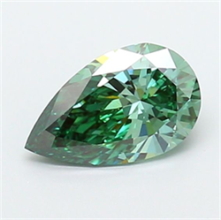 Picture of Lab Grown Diamond 1.55 Carats, Pear with  Cut, Fancy Vivid Green Color, VS1 Clarity and Certified by IGI
