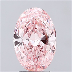 Picture of Lab Grown Diamond 3.02 Carats, Oval with  Cut, Fancy Vivid Pink Color, VVS2 Clarity and Certified by IGI