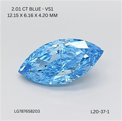 Picture of Lab Grown Diamond 2.01 Carats, Marquise with  Cut, Fancy Vivid Blue Color, VS1 Clarity and Certified by IGI
