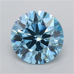 Picture of Lab Grown Diamond 1.46 Carats, Round with Ideal Cut, Fancy Vivid Blue Color, VS1 Clarity and Certified by IGI