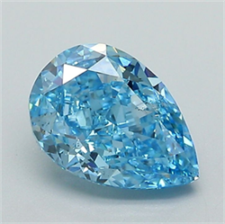 Picture of Lab Grown Diamond 1.51 Carats, Pear with  Cut, Fancy Vivid Blue Color, VS2 Clarity and Certified by IGI