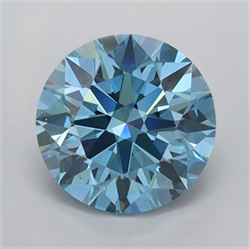 Picture of Lab Grown Diamond 1.31 Carats, Round with Ideal Cut, Fancy Vivid Blue Color, VS1 Clarity and Certified by IGI