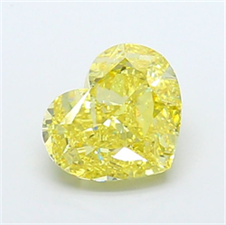 Picture of Lab Grown Diamond 4.19 Carats, Heart with  Cut, Fancy Vivid Yellow Color, VS1 Clarity and Certified by IGI