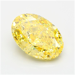 Picture of Lab Grown Diamond 5.04 Carats, Oval with  Cut, Fancy Vivid Yellow Color, VS1 Clarity and Certified by IGI