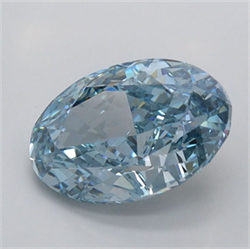Picture of Lab Grown Diamond 1.64 Carats, Oval with  Cut, Fancy Vivid Blue Color, VS1 Clarity and Certified by IGI