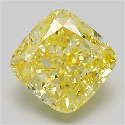 Picture of Lab Grown Diamond 4.61 Carats, CUSHION MODIFIED with  Cut, Fancy Intense Yellow Color, VS1 Clarity and Certified by IGI