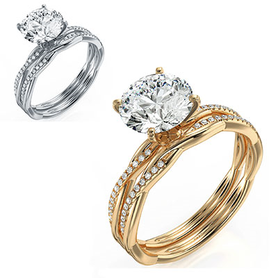 Micro Pave dainty Bridal Set Setting