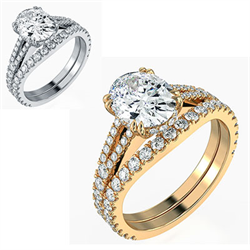 Picture of Split band hidden halo bridal set setting with 0.88 carat side diamonds