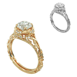 Foto Este delicado anillo de compromiso de estilo vintage de filigree, de