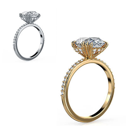 Picture of Designers Engagement Ring setting with Hidden Halo for Ovals, Rounds, Pears, Marquise Large diamonds