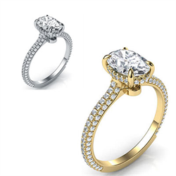 Foto Anillo de compromiso con halo oculto ovalado de