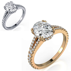Picture of Split band hidden halo engagement ring setting with 0.46 carat side diamonds
