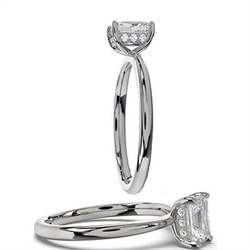 Foto Anillo de compromiso con halo oculto para todos los diamantes cuadrados de