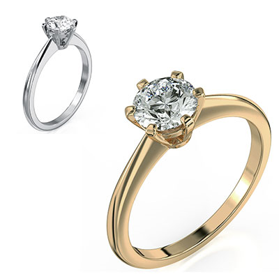 Solitaire engagement ring setting for rounds & ovals
