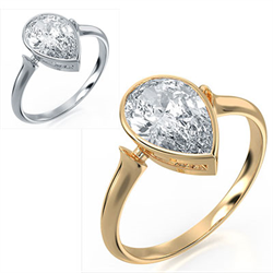 Picture of Pear Shaped bezel solitaire engagement ring setting