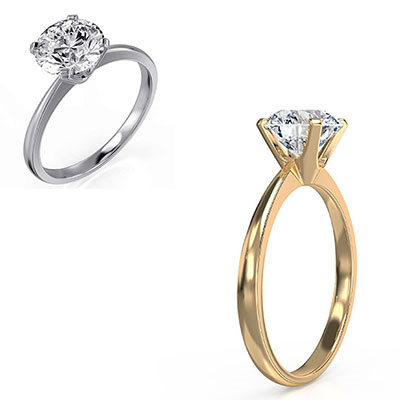 Solitaire engagement ring setting for rounds