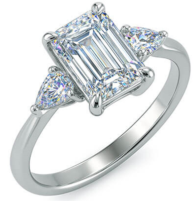 Anillo de compromiso de tres piedras con diamantes en forma de pera laterales de 0,20 CTW