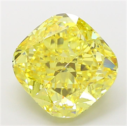 Picture of Lab Grown Diamond 8.58 Carats, CUSHION MODIFIED with  Cut, Fancy Vivid Yellow Color, VS1 Clarity and Certified by IGI