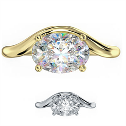 Foto Anillo de compromiso solitario con banda curva para todas las formas y quilates de