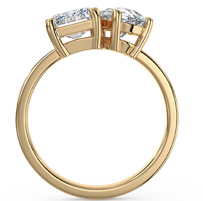 Toi Et Moi engagement ring, pink lab diamond Emerald  1 carat is included. Choose a 1Ct Pear or any other shape!