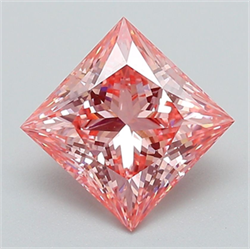 Picture of Lab Grown Diamond 2.00 Carats, Princess with  Cut, Fancy Vivid Pink Color, VS1 Clarity and Certified by IGI