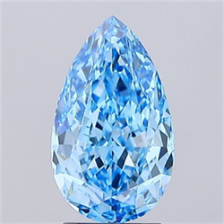 Picture of Lab Grown Diamond 3.07 Carats, Pear with  Cut, Fancy Vivid Blue Color, VS1 Clarity and Certified by IGI