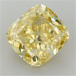Picture of Lab Grown Diamond 6.19 Carats, Cushion with  Cut, Fancy Vivid Yellow Color, VS2 Clarity and Certified by IGI