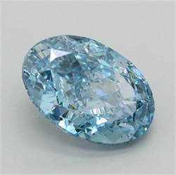 Picture of Lab Grown Diamond 1.53 Carats, Oval with  Cut, Fancy Vivid Blue Color, VVS2 Clarity and Certified by IGI