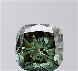 Picture of Lab Grown Diamond 3.30 Carats, CUSHION MODIFIED with  Cut, Fancy Vivid Green Color, VS2 Clarity and Certified by IGI