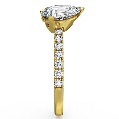 Toi Et Moi anniversary or engagement ring, Canary yellow round diamond is included. Choose a 1Ct Pear or any other shape!