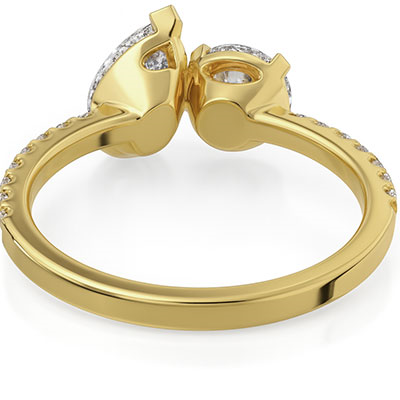 Toi Et Moi anniversary or engagement ring, Canary yellow round diamond is included. Choose a 1Ct Pear or any other shape!