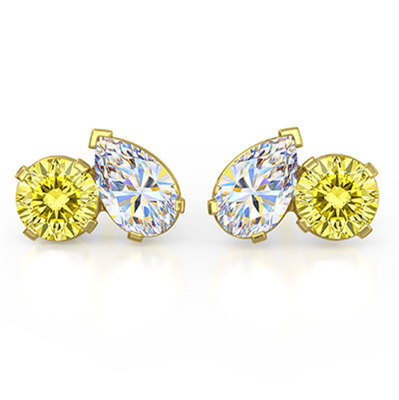 Round  diamond stud earrings. - 14K White Gold-Rhodium Dipped