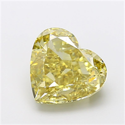 Picture of Lab Grown Diamond 5.10 Carats, Heart with  Cut, Fancy Intense Yellow Color, VS1 Clarity and Certified by IGI