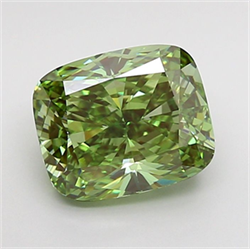 Picture of Lab Grown Diamond 2.61 Carats, CUSHION MODIFIED with  Cut, Fancy Vivid Green Color, VS1 Clarity and Certified by IGI