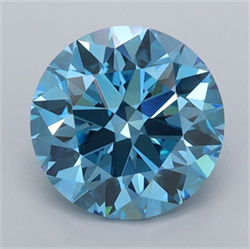 Picture of Lab Grown Diamond 2.03 Carats, Round with Ideal Cut, Fancy Vivid Blue Color, VVS2 Clarity and Certified by IGI