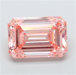 Picture of Lab Grown Diamond 4.58 Carats, Emerald with  Cut, Fancy Intense Pink Color, VS1 Clarity and Certified by IGI