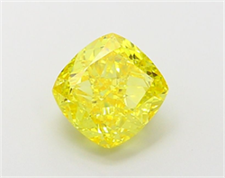 Picture of Lab Grown Diamond 2.10 Carats, CUSHION MODIFIED with  Cut, Fancy Vivid Yellow Color, VS1 Clarity and Certified by IGI