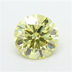 Picture of Lab Grown Diamond 3.01 Carats, Round with Ideal Cut, Fancy Intense Yellow Color, VS2 Clarity and Certified by IGI