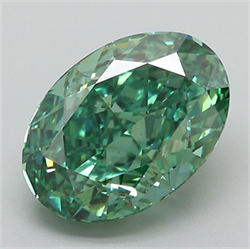 Picture of Lab Grown Diamond 5.23 Carats, Oval with  Cut, Fancy Vivid Green Color, VS1 Clarity and Certified by IGI