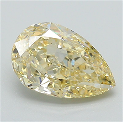 Picture of Lab Grown Diamond 2.02 Carats, Pear with  Cut, Fancy Yellow Color, VVS2 Clarity and Certified by IGI