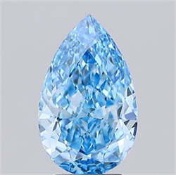 Picture of Lab Grown Diamond 3.08 Carats, Pear with  Cut, Fancy Vivid Blue Color, VS1 Clarity and Certified by IGI